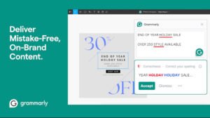 Grammarly widget providing real-time spelling and grammar suggestions