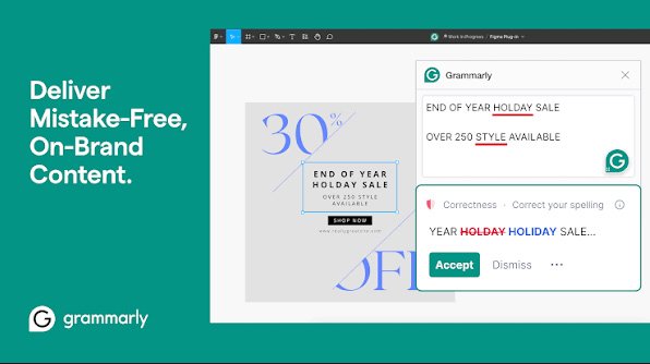 Grammarly widget providing real-time spelling and grammar suggestions
